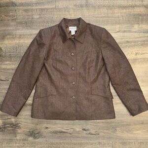 Pendleton Womens Sz 16 100% Virgin Wool Blazer Jacket Brown Western Coat Grandma